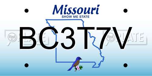BC3T7V Missouri License Plate