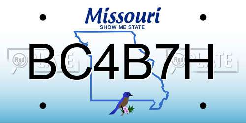 BC4B7H Missouri License Plate