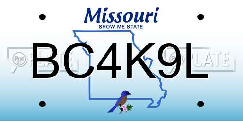 BC4K9L Missouri License Plate