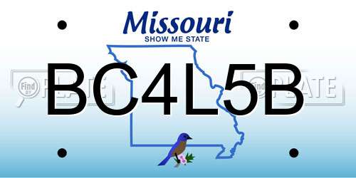 BC4L5B Missouri License Plate
