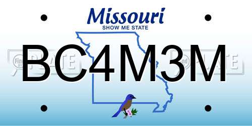 BC4M3M Missouri License Plate