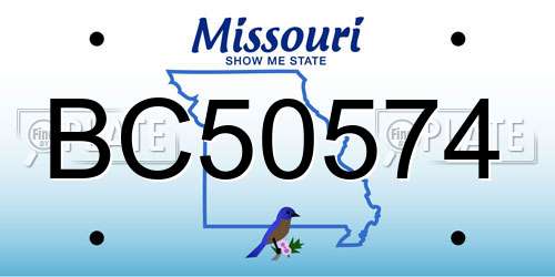 BC50574 Missouri License Plate