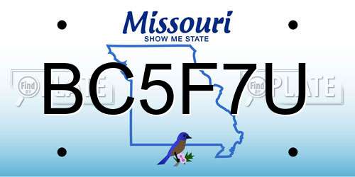 BC5F7U Missouri License Plate