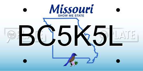 BC5K5L Missouri License Plate