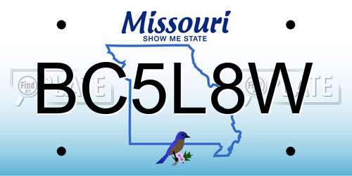 BC5L8W Missouri License Plate
