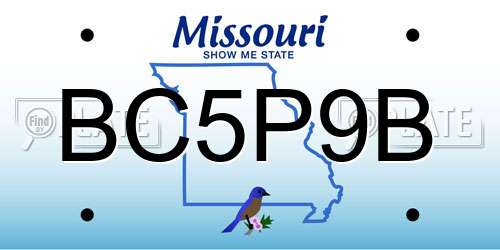 BC5P9B Missouri License Plate