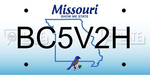 BC5V2H Missouri License Plate