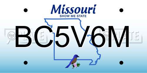 BC5V6M Missouri License Plate