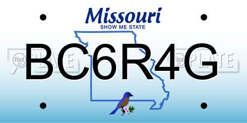 BC6R4G Missouri License Plate