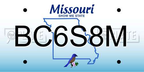 BC6S8M Missouri License Plate