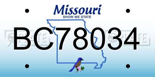 BC78034 Missouri License Plate