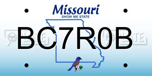 BC7R0B Missouri License Plate