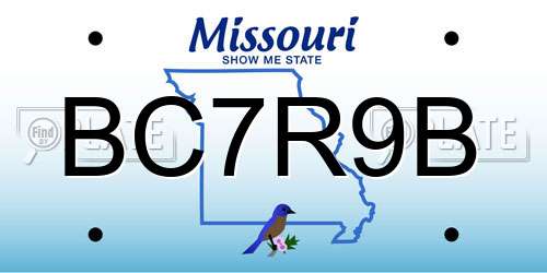 BC7R9B Missouri License Plate