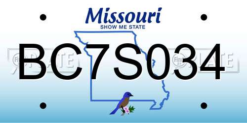BC7S034 Missouri License Plate