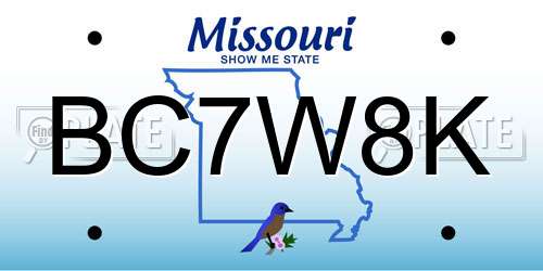 BC7W8K Missouri License Plate