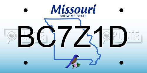 BC7Z1D Missouri License Plate