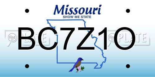 BC7Z1O Missouri License Plate