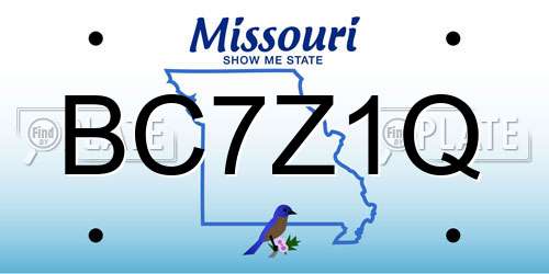 BC7Z1Q Missouri License Plate