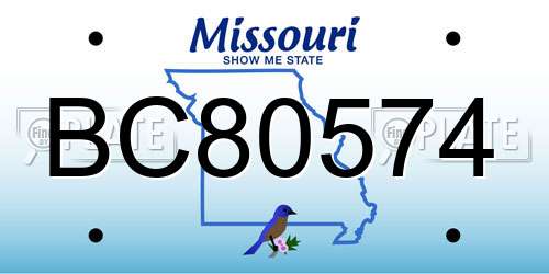 BC80574 Missouri License Plate