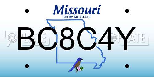 BC8C4Y Missouri License Plate