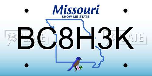 BC8H3K Missouri License Plate