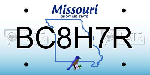 BC8H7R Missouri License Plate