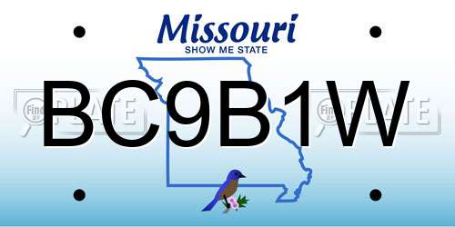 BC9B1W Missouri License Plate