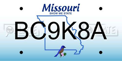 BC9K8A Missouri License Plate