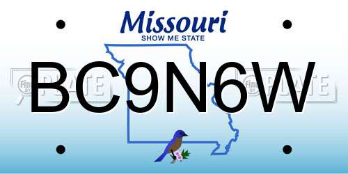 BC9N6W Missouri License Plate