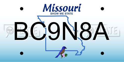 BC9N8A Missouri License Plate