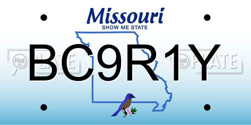 BC9R1Y Missouri License Plate