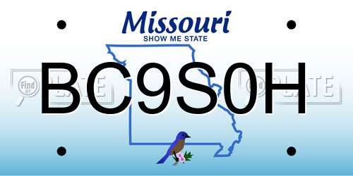 BC9S0H Missouri License Plate