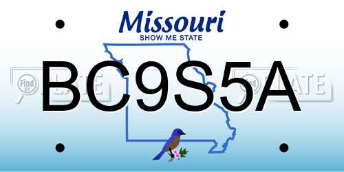 BC9S5A Missouri License Plate