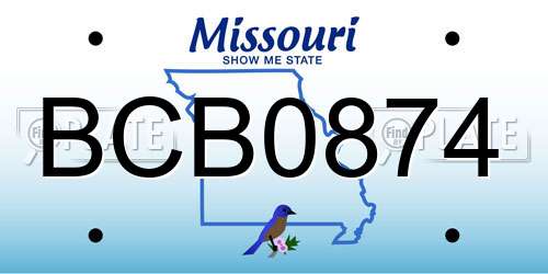 BCB0874 Missouri License Plate