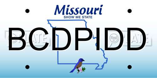 BCDPIDD Missouri License Plate