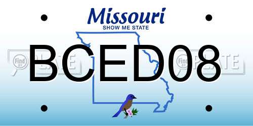 BCED08 Missouri License Plate