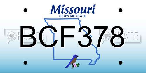 BCF378 Missouri License Plate