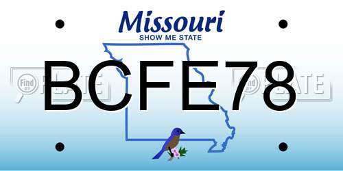 BCFE78 Missouri License Plate