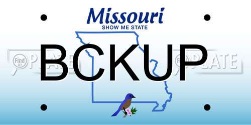 BCKUP Missouri License Plate