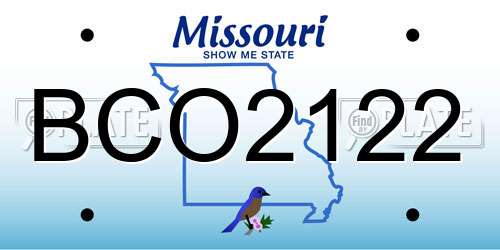 BCO2122 Missouri License Plate