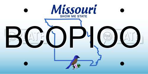 BCOPIOO Missouri License Plate
