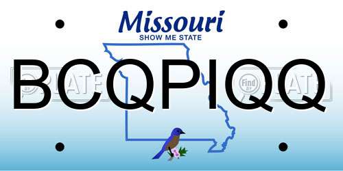 BCQPIQQ Missouri License Plate