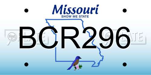 BCR296 Missouri License Plate