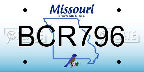 BCR796 Missouri License Plate
