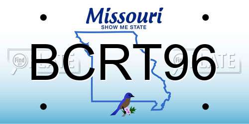 BCRT96 Missouri License Plate