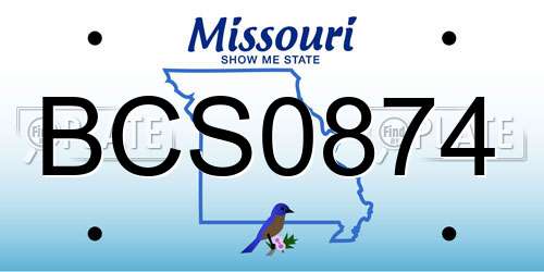 BCS0874 Missouri License Plate