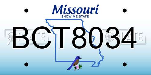 BCT8034 Missouri License Plate
