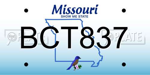 BCT837 Missouri License Plate