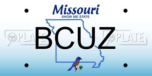 BCUZ Missouri License Plate