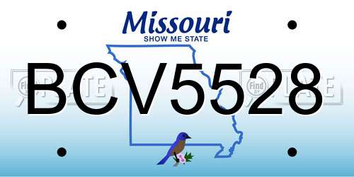 BCV5528 Missouri License Plate